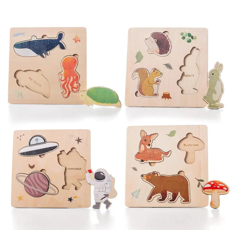 1Pc Wooden Montessori Toy Cartoon Whale Tangram 3D Puzzle Cognitive Toy Early Learning Education Toys Kids Children Gift - Mon Jouet Montessori