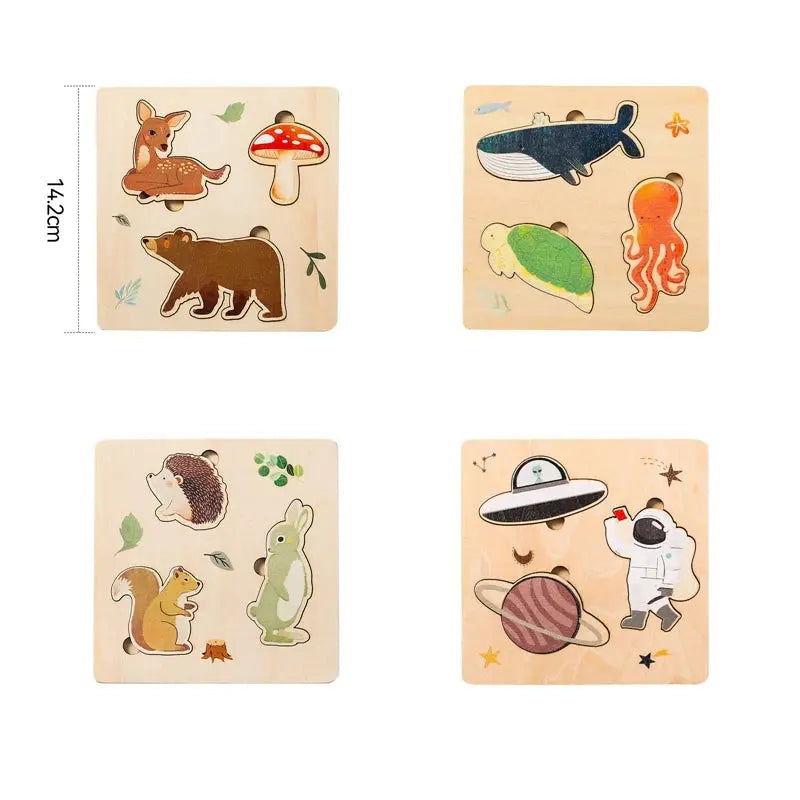 1Pc Wooden Montessori Toy Cartoon Whale Tangram 3D Puzzle Cognitive Toy Early Learning Education Toys Kids Children Gift - Mon Jouet Montessori
