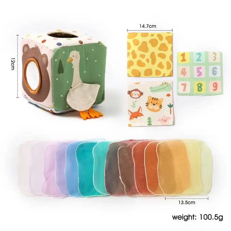 Baby Montessori Toy Magic Tissue Box Early Educational Learning Activity Sensory Toy Kid Finger Exercising Busy Board Game 0-18 - Mon Jouet Montessori
