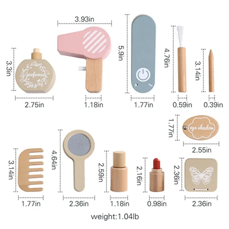 Children Wooden Cosmetic Toys Wooden Dresser Make-up Toys Simulation Makeup Baby Pretend Toy Girls Play House Beauty Fashion Toy - Mon Jouet Montessori