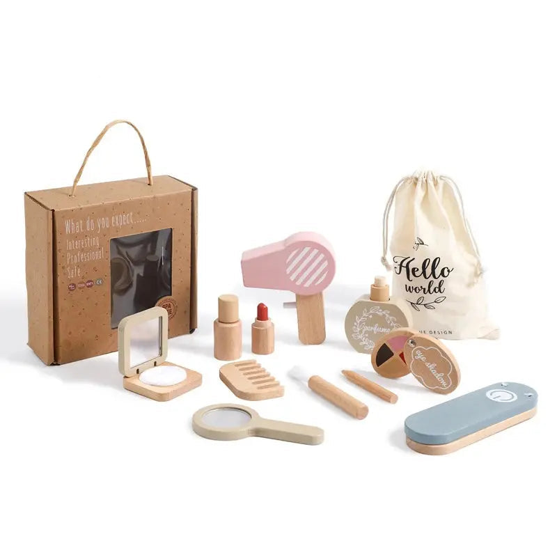 Children Wooden Cosmetic Toys Wooden Dresser Make-up Toys Simulation Makeup Baby Pretend Toy Girls Play House Beauty Fashion Toy - Mon Jouet Montessori