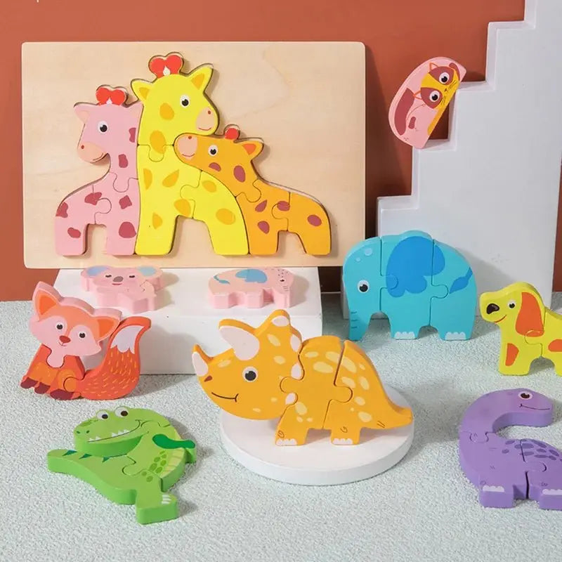 Jeu de puzzle en bois 3D pour enfants avec des animaux - Mon Jouet Montessori