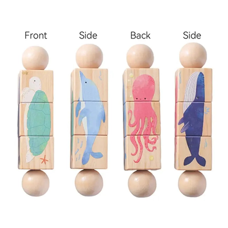 Jouet en Bois Éducatif Animaux - Puzzle Rotatif et Éveil Sensoriel - Mon Jouet Montessori