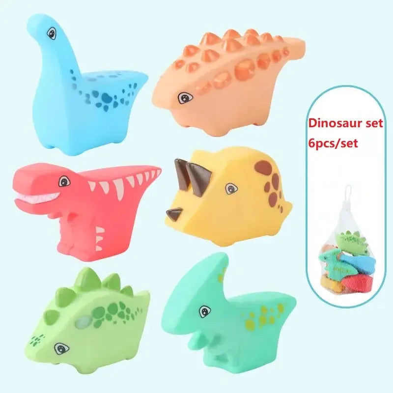 Jouets de bain pour bébé, 6 pièces/ensemble, animaux en caoutchouc, salle de bain pour enfants, baignoire d'eau, jouets à presser pour piscine d'été - Mon Jouet Montessori