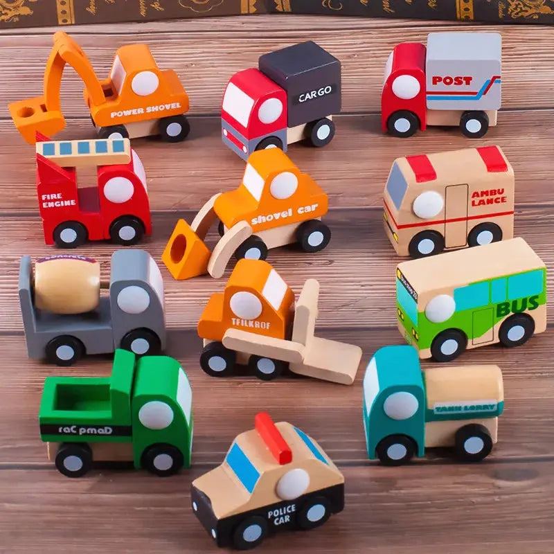 Lot de 12 Mini Voitures en Bois - Jouet Educatif pour Enfants dès 3 Ans - Mon Jouet Montessori