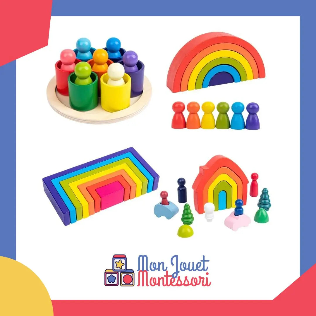 Petits Arc - En - Ciel Pastel En Bois - Mon Jouet Montessori