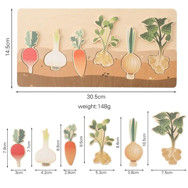 Puzzle en Bois d'Apprentissage des Légumes poussant sous terre - Mon Jouet Montessori