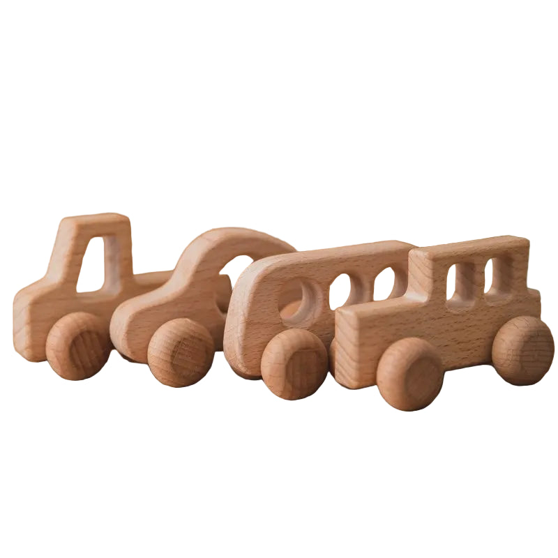 Voiture en bois pour bébé, bloc en bois pour bébés, sans BPA, hêtre biologique, forme animale, jouet pour bébé, jouets Montessori, artisanat fait à la main - Mon Jouet Montessori