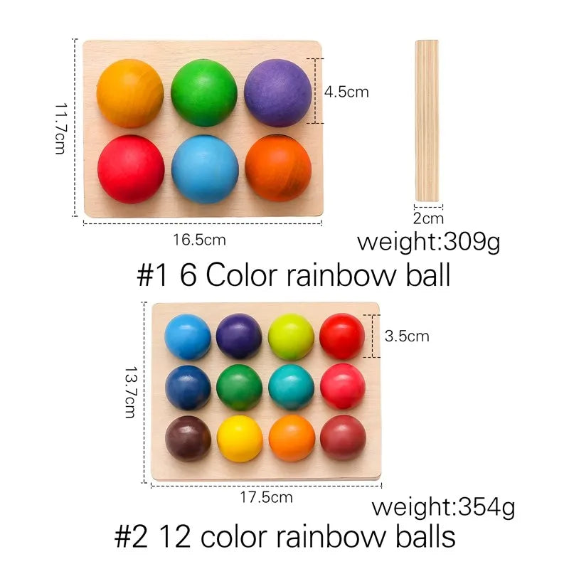 Jouets Montessori en bois pour enfants, éducation précoce, jouet préscolaire, boule arc-en-ciel, jeu sensoriel assorti, planche de tri cognitive des couleurs - Mon Jouet Montessori