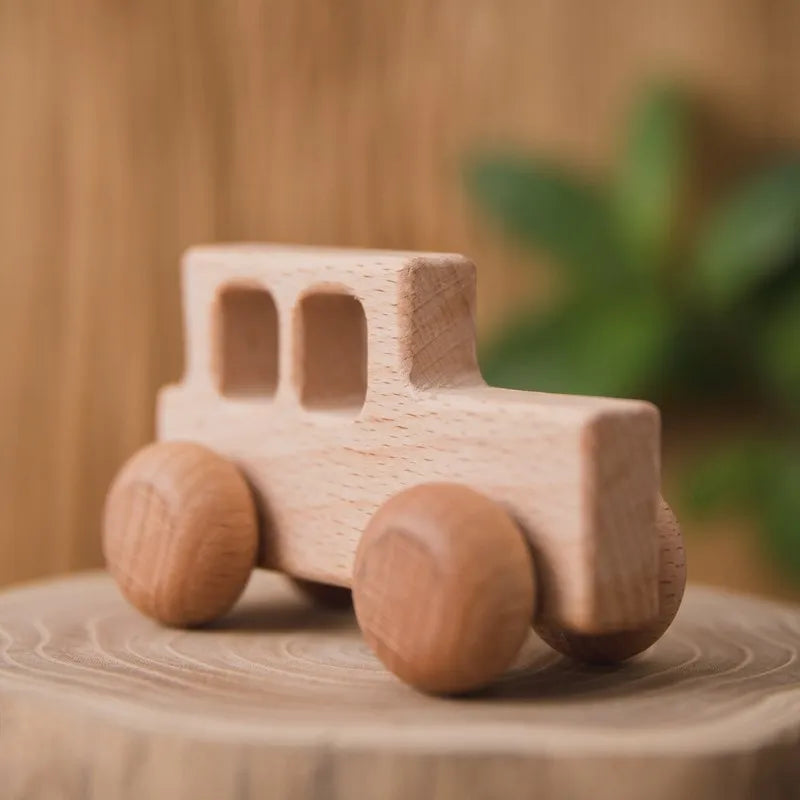 Voiture en bois pour bébé, bloc en bois pour bébés, sans BPA, hêtre biologique, forme animale, jouet pour bébé, jouets Montessori, artisanat fait à la main - Mon Jouet Montessori