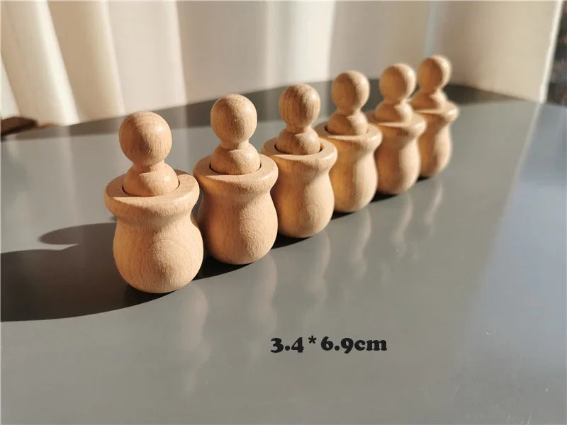 Jouets de tri arc-en-ciel en bois de hêtre, apprentissage précoce pour enfants, poupées à chevilles Pastel avec boules - Mon Jouet Montessori