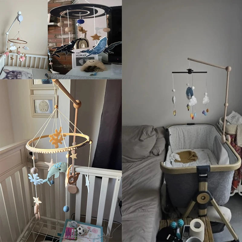 Hochet en bois pour bébé de 0 à 12 mois, Mobile sur le lit, boîte à musique pour nouveau-né, cloche de lit, support de jouets suspendu, jouets pour bébé, berceau et garçon - Mon Jouet Montessori