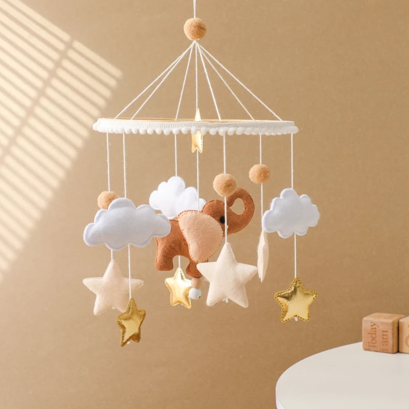 Boîte à musique mobile en bois pour nouveau-né, hochet en feutre pour bébé de 0 à 12 mois, support de cloche de lit au crochet, jouet CPull pour bébé - Mon Jouet Montessori