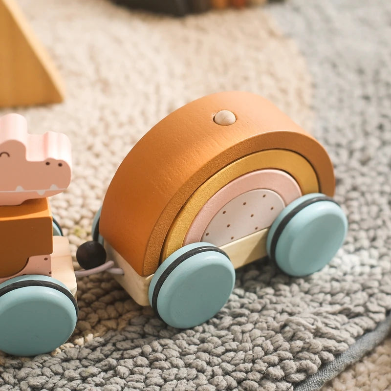 Jouets Montessori pour bébé, Train en bois, jouets éducatifs pour bébé, blocs arc-en-ciel en bois, chariot, jouets d'apprentissage pour bébé, cadeaux d'anniversaire pour enfants - Mon Jouet Montessori