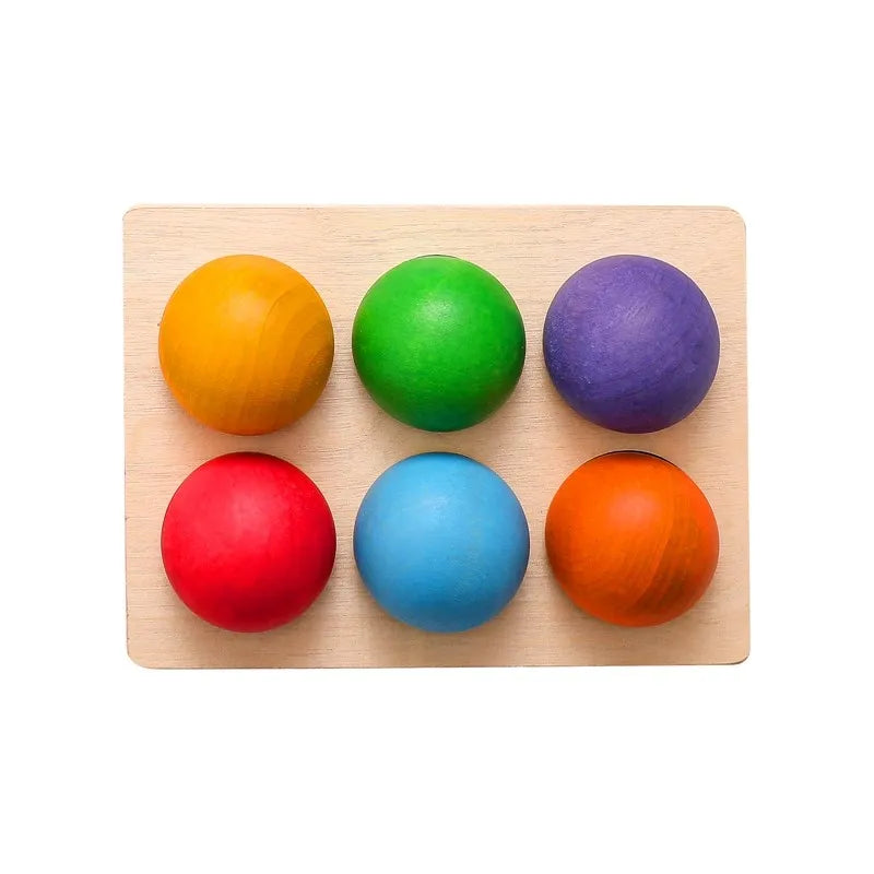 Jouets Montessori en bois pour enfants, éducation précoce, jouet préscolaire, boule arc-en-ciel, jeu sensoriel assorti, planche de tri cognitive des couleurs - Mon Jouet Montessori