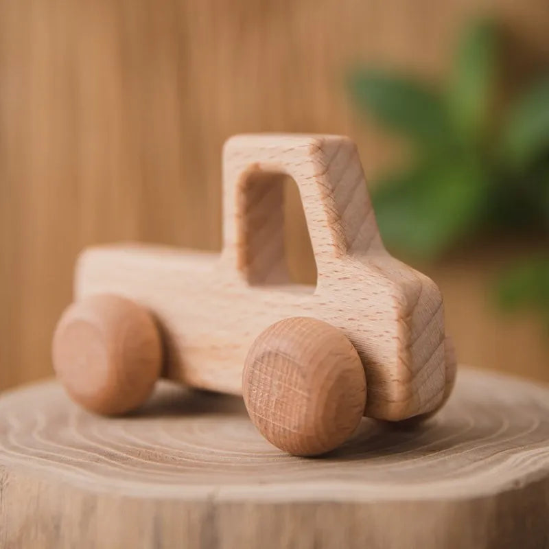 Voiture en bois pour bébé, bloc en bois pour bébés, sans BPA, hêtre biologique, forme animale, jouet pour bébé, jouets Montessori, artisanat fait à la main - Mon Jouet Montessori