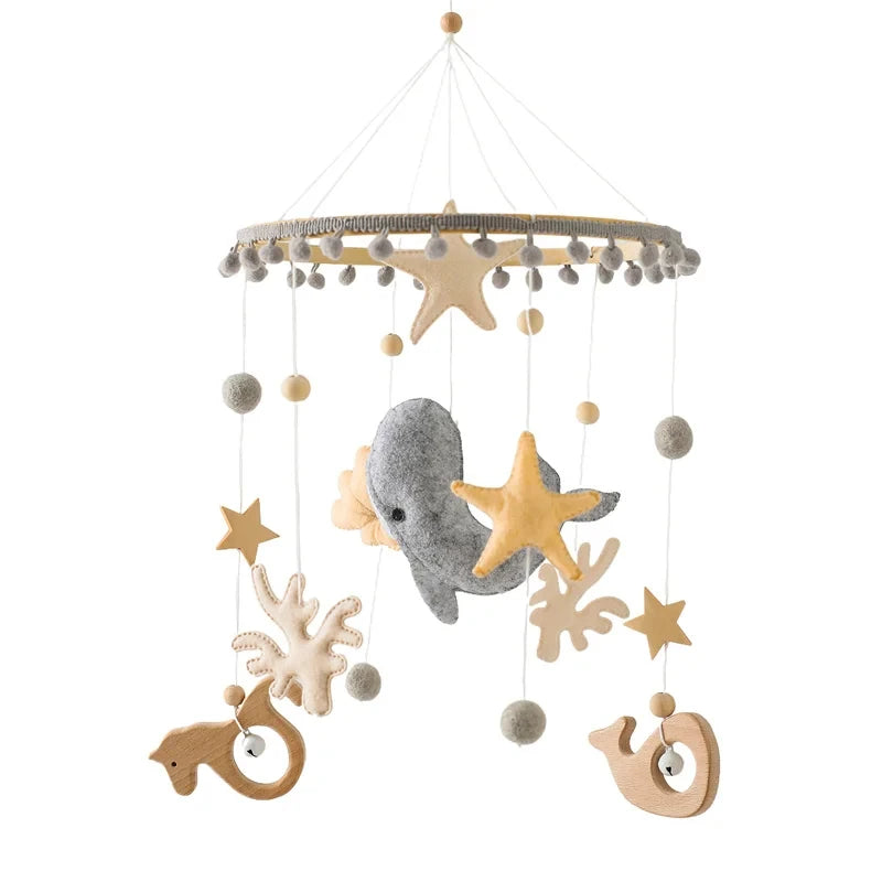 Boîte à musique mobile en bois pour nouveau-né, hochet en feutre pour bébé de 0 à 12 mois, support de cloche de lit au crochet, jouet CPull pour bébé - Mon Jouet Montessori