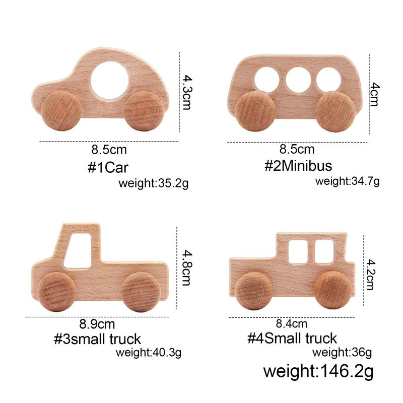 Voiture en bois pour bébé, bloc en bois pour bébés, sans BPA, hêtre biologique, forme animale, jouet pour bébé, jouets Montessori, artisanat fait à la main - Mon Jouet Montessori