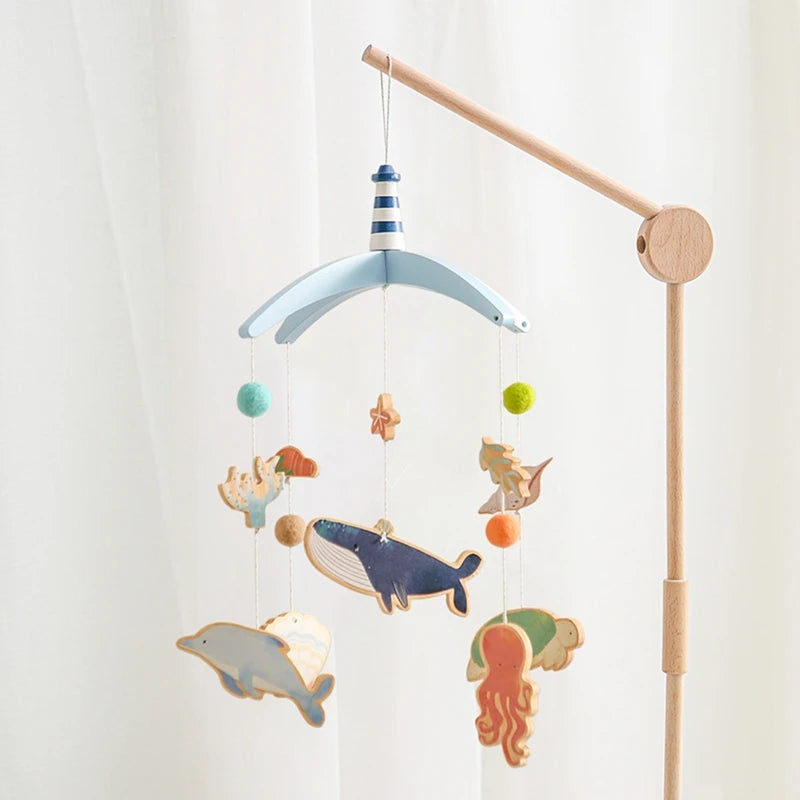 Boîte à musique mobile en bois pour nouveau-né, hochet en feutre pour bébé de 0 à 12 mois, support de cloche de lit au crochet, jouet CPull pour bébé - Mon Jouet Montessori