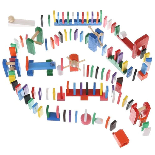 Jeu de dominos en bois avec 407 pièces et accessoires de parcours