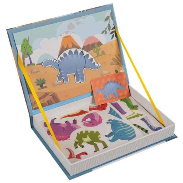Puzzle magnétique dinosaures en boîte avec fond aimanté