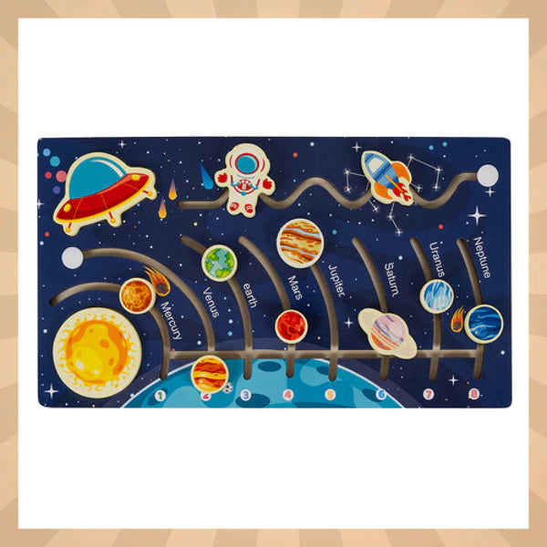 Puzzle système solaire avec planètes mobiles et orbites interactives