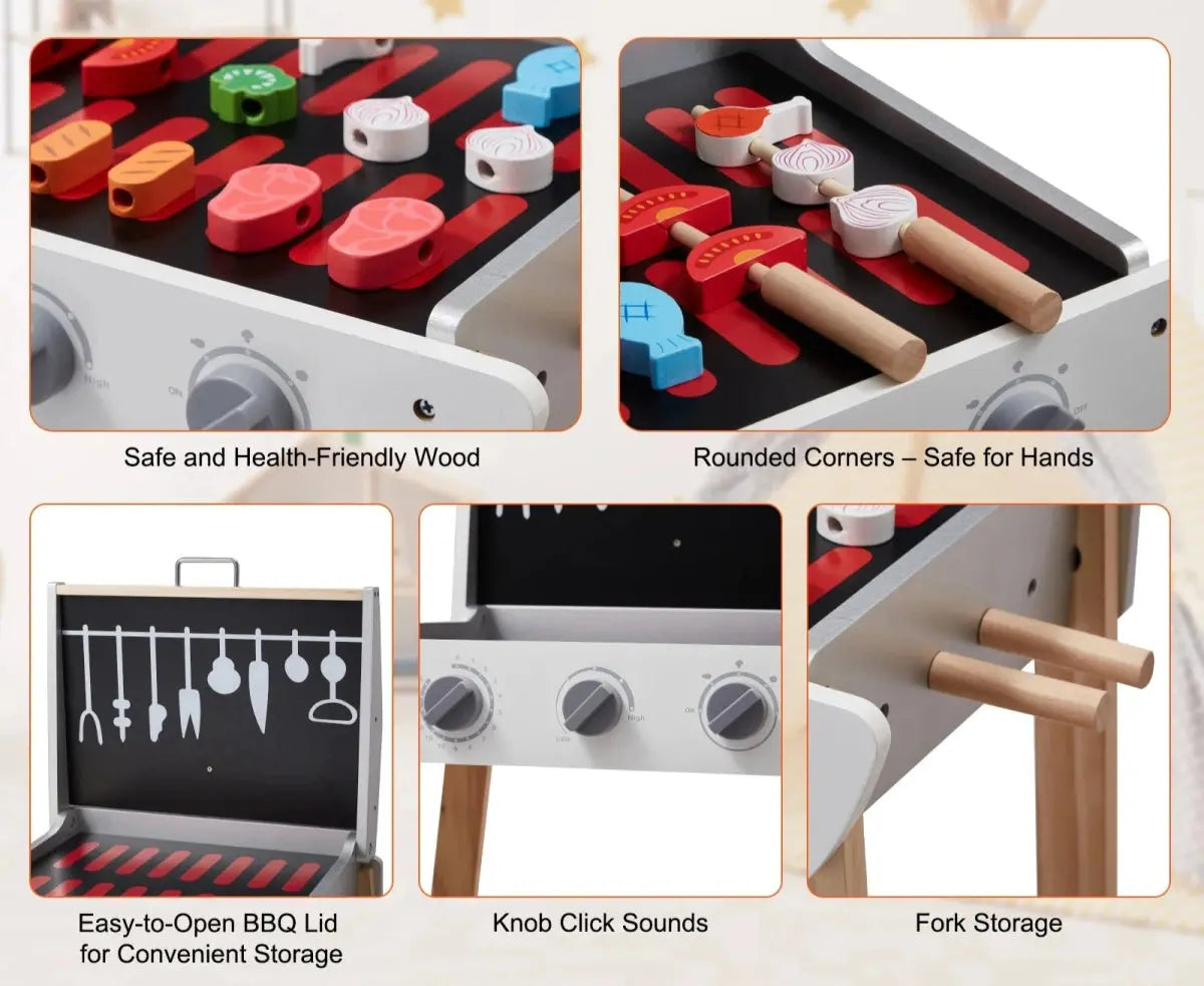 BBQ Grill en Bois pour Enfants - Mon Jouet Montessori