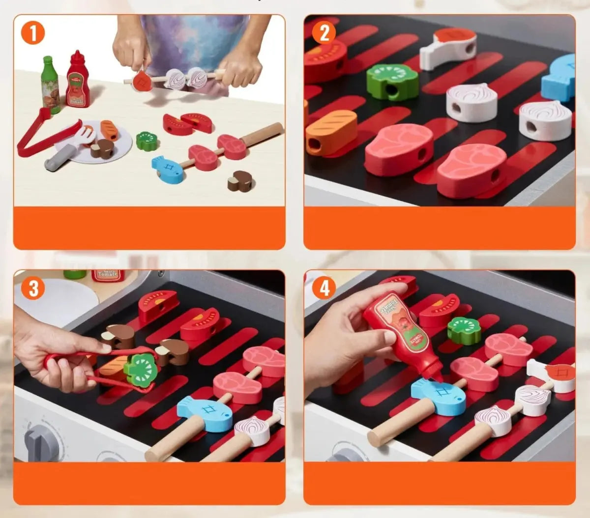 BBQ Grill en Bois pour Enfants - Mon Jouet Montessori