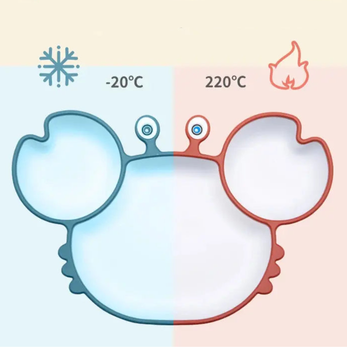Baby Dish Baby Bowls Plates and Spoons Set Crab Kawaii Dishes Food Silicone Feeding Bowl Non-Slip Babies Tableware Kids Stuff -  Mon Jouet Montessori