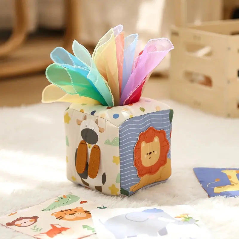 Baby Montessori Toy Magic Tissue Box Early Educational Learning Activity Sensory Toy Kid Finger Exercising Busy Board Game 0-18 -  Mon Jouet Montessori