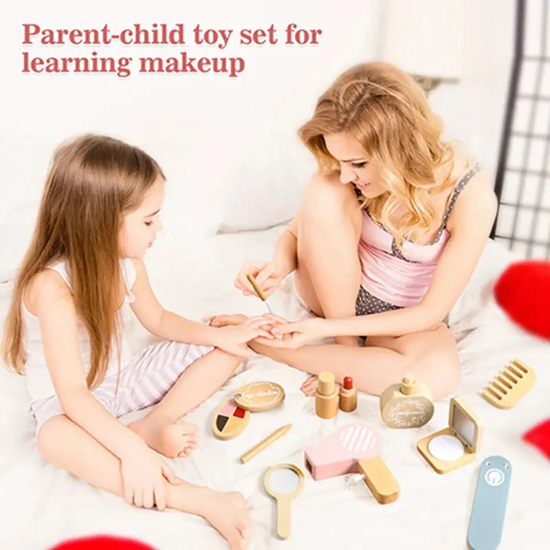 Children Wooden Cosmetic Toys Wooden Dresser Make-up Toys Simulation Makeup Baby Pretend Toy Girls Play House Beauty Fashion Toy -  Mon Jouet Montessori