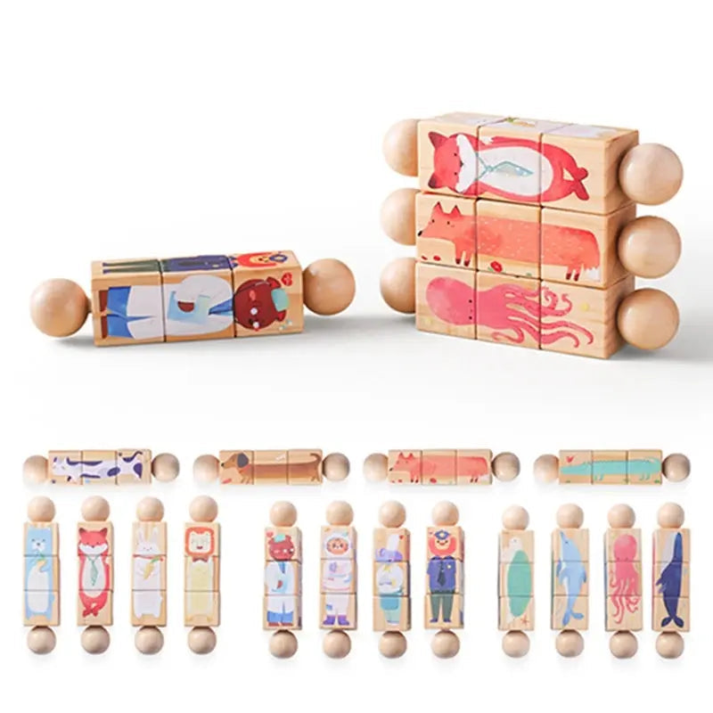 Jouet en Bois Éducatif Animaux - Puzzle Rotatif et Éveil Sensoriel -  Mon Jouet Montessori