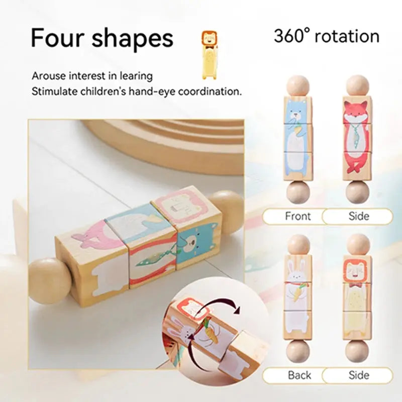 Jouet en Bois Éducatif Animaux - Puzzle Rotatif et Éveil Sensoriel -  Mon Jouet Montessori