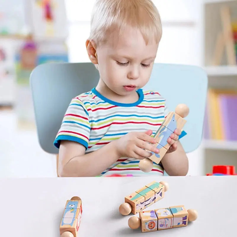Jouet en Bois Éducatif Animaux - Puzzle Rotatif et Éveil Sensoriel -  Mon Jouet Montessori