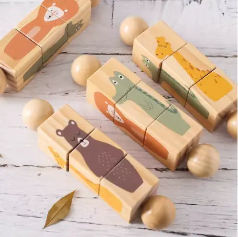 Jouet en Bois Éducatif Animaux - Puzzle Rotatif et Éveil Sensoriel -  Mon Jouet Montessori
