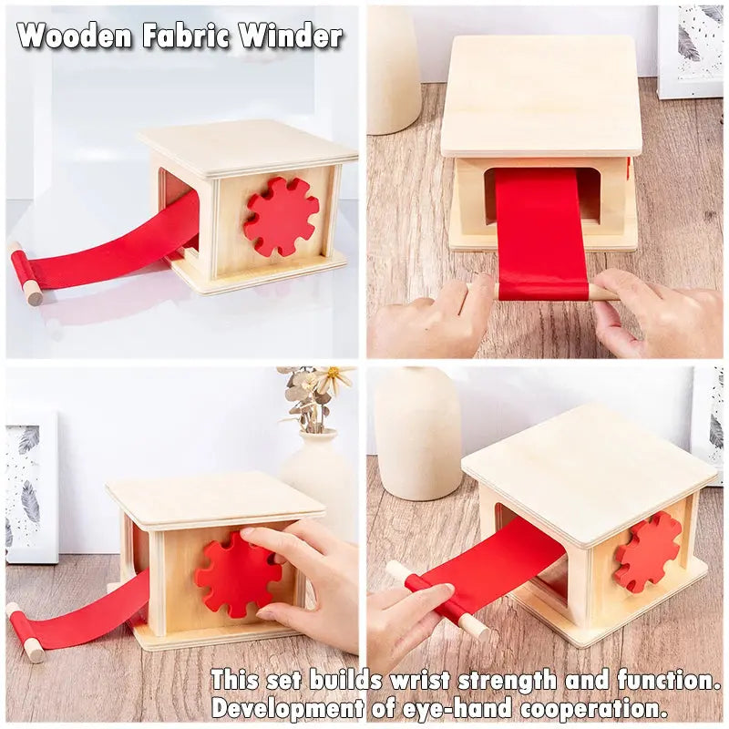 Kindergarten Montessori Wooden Toys Winder Object Permanence Box Coin Box Drawer Game Textile Drum Teaching Aids Sensory Toys -  Mon Jouet Montessori