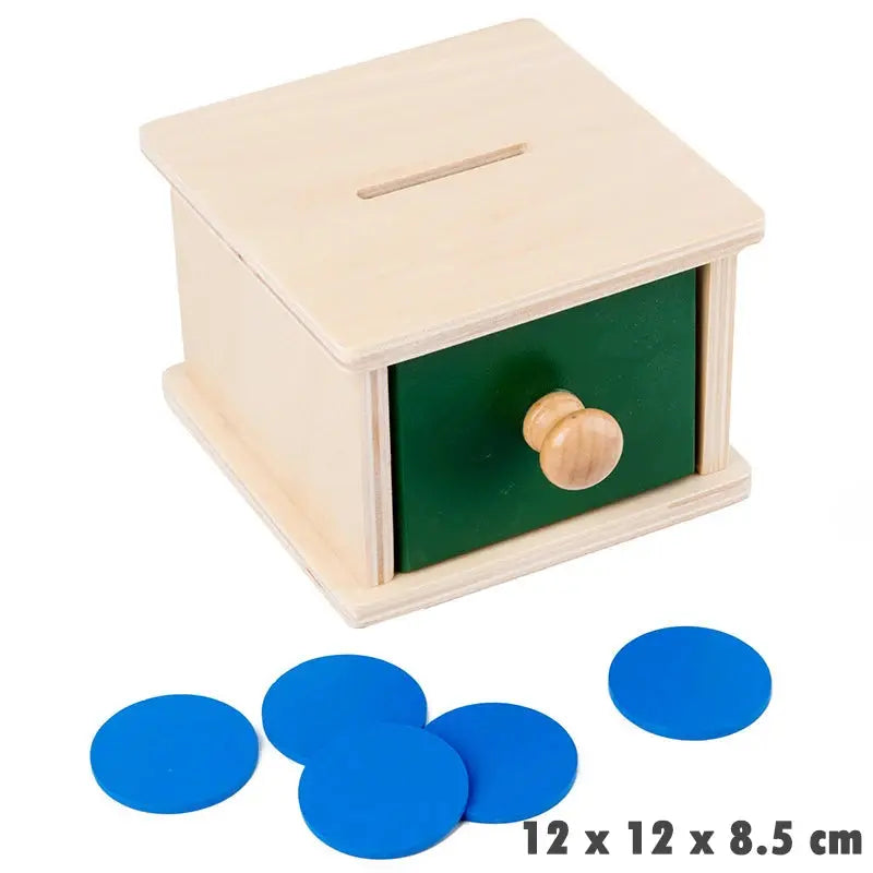 Kindergarten Montessori Wooden Toys Winder Object Permanence Box Coin Box Drawer Game Textile Drum Teaching Aids Sensory Toys -  Mon Jouet Montessori