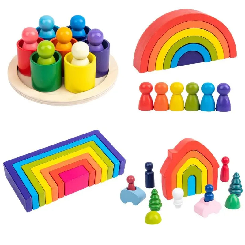 Petits Arc - En - Ciel Pastel En Bois - Mon Jouet Montessori