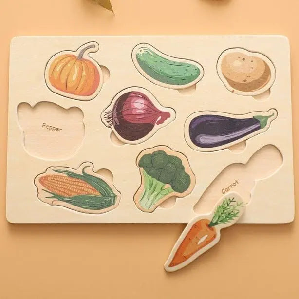 Puzzle en Bois d'Apprentissage des Légumes - Mon Jouet Montessori