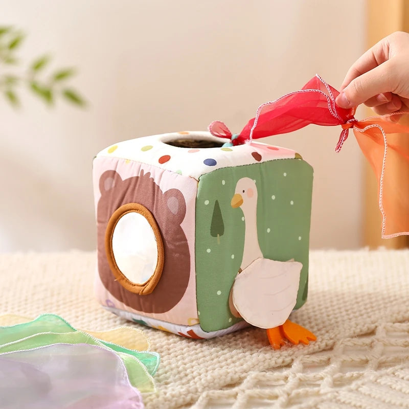 Jouet Montessori pour bébé, boîte à mouchoirs magique en coton, exercice des doigts, jeu de société occupé, jouet éducatif, hochet doux, livre en tissu, cadeau -  Mon Jouet Montessori