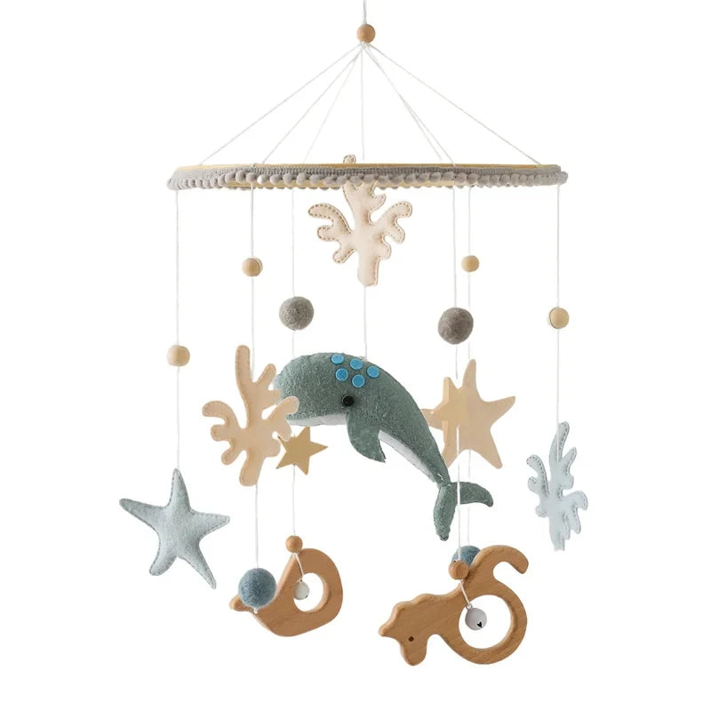 Boîte à musique mobile en bois pour nouveau-né, hochet en feutre pour bébé de 0 à 12 mois, support de cloche de lit au crochet, jouet CPull pour bébé -  Mon Jouet Montessori