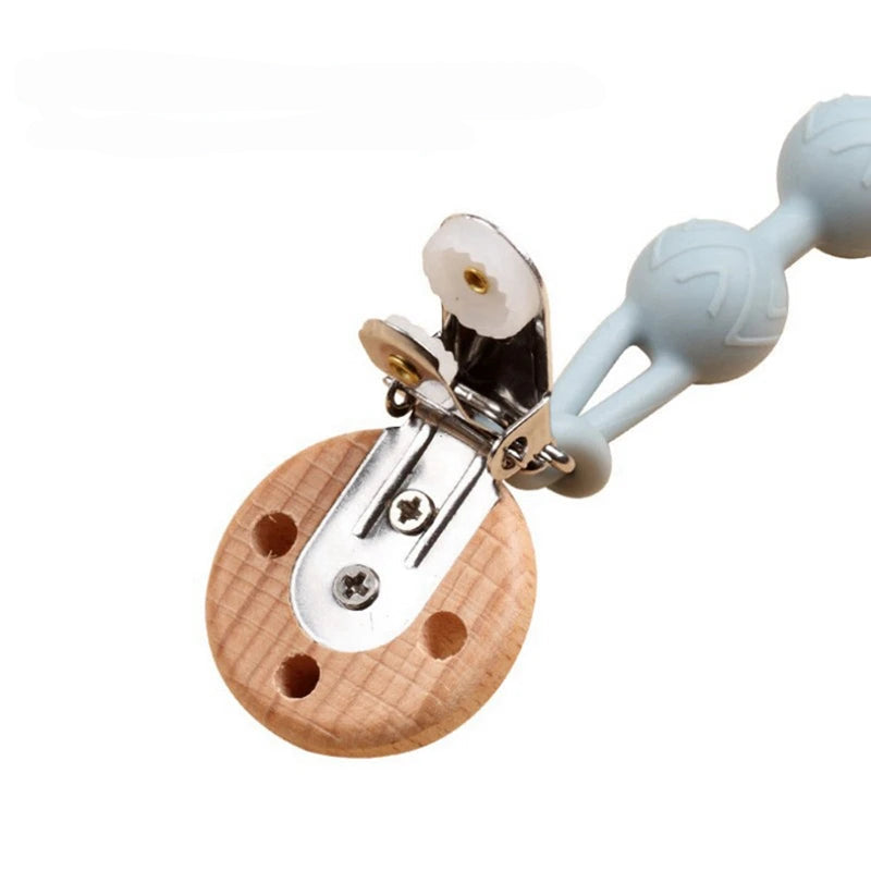Clips de sucette en bois de hêtre, porte-chaîne factice, chaînes de sucette pour nouveau-né, porte-mamelon pour bébés, jouet de dentition pour bébé à mâcher -  Mon Jouet Montessori