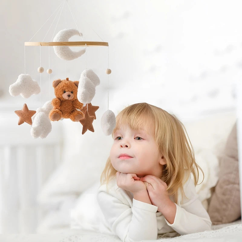 Hochet en bois pour bébé de 0 à 12 mois, Mobile sur le lit, boîte à musique pour nouveau-né, cloche de lit, support de jouets suspendu, jouets pour bébé, berceau et garçon -  Mon Jouet Montessori