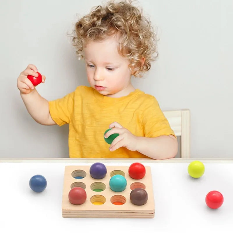 Jouets Montessori en bois pour enfants, éducation précoce, jouet préscolaire, boule arc-en-ciel, jeu sensoriel assorti, planche de tri cognitive des couleurs -  Mon Jouet Montessori