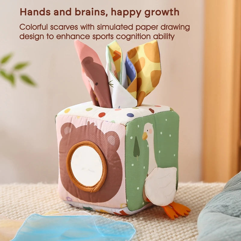 Jouet Montessori pour bébé, boîte à mouchoirs magique en coton, exercice des doigts, jeu de société occupé, jouet éducatif, hochet doux, livre en tissu, cadeau -  Mon Jouet Montessori