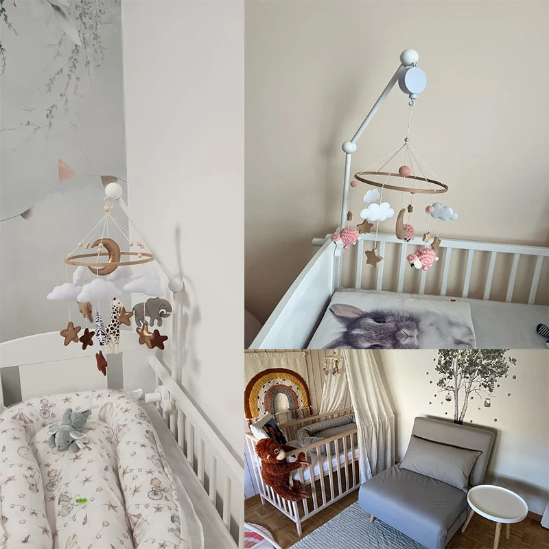 Hochet en bois pour bébé de 0 à 12 mois, Mobile sur le lit, boîte à musique pour nouveau-né, cloche de lit, support de jouets suspendu, jouets pour bébé, berceau et garçon -  Mon Jouet Montessori