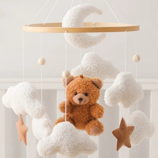 Hochet en bois pour bébé de 0 à 12 mois, Mobile sur le lit, boîte à musique pour nouveau-né, cloche de lit, support de jouets suspendu, jouets pour bébé, berceau et garçon -  Mon Jouet Montessori