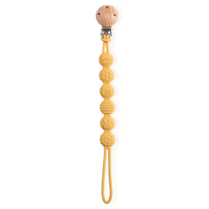 Clips de sucette en bois de hêtre, porte-chaîne factice, chaînes de sucette pour nouveau-né, porte-mamelon pour bébés, jouet de dentition pour bébé à mâcher -  Mon Jouet Montessori