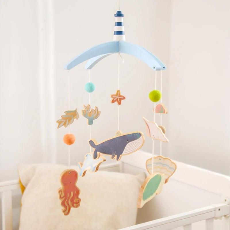 Boîte à musique mobile en bois pour nouveau-né, hochet en feutre pour bébé de 0 à 12 mois, support de cloche de lit au crochet, jouet CPull pour bébé -  Mon Jouet Montessori