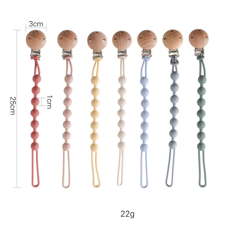 Clips de sucette en bois de hêtre, porte-chaîne factice, chaînes de sucette pour nouveau-né, porte-mamelon pour bébés, jouet de dentition pour bébé à mâcher -  Mon Jouet Montessori